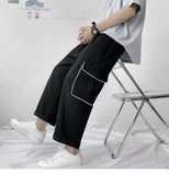 Spring Summer Wide-leg Straight Pants Men's Fashion Casual Korean Trousers Men Streetwear Loose Hip-hop Oversize Trousers S-4XL aidase-shop