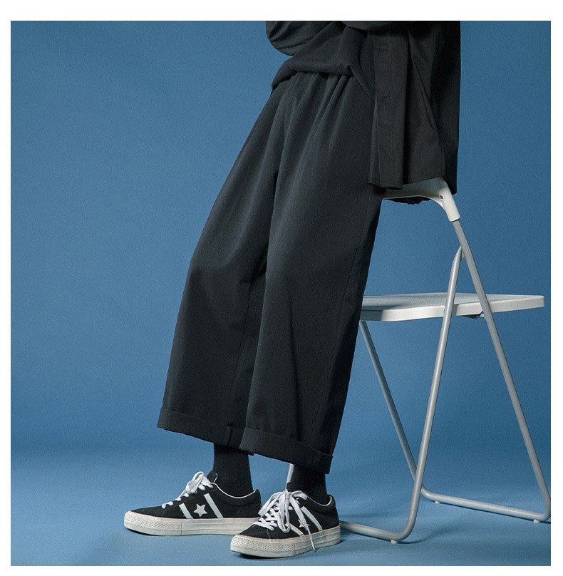 Wide leg casual pants loose men and women Japanese retro autumn wild straight overalls trousers aidase-shop