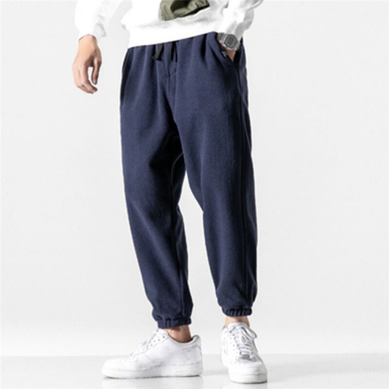 Aidase Men Fleece Pants Loose Autumn Winter Casual Jogging Pants Outdoor Sportwear Sweatpants Tie Feet Elastic Waist Mens Trousers aidase-shop