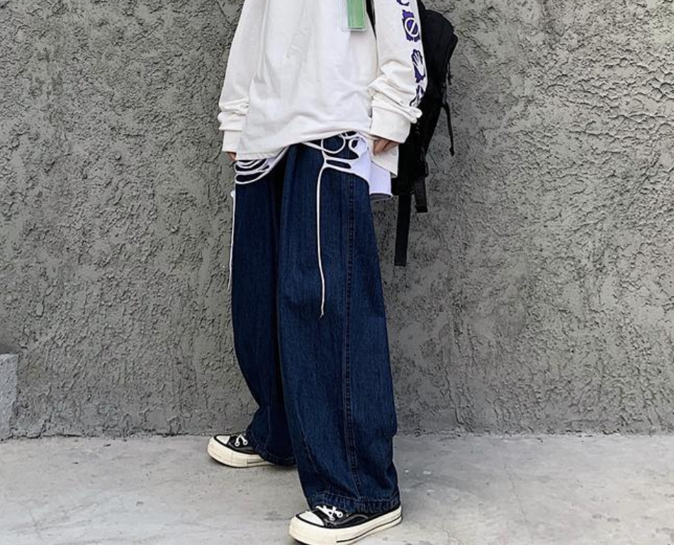 Aidase 2022 Fashion Individuality Japanese-style Jean Men Loose Stripe Denim Pant Bule/Black Man and Women Hip hop Streetwear Trouser aidase-shop