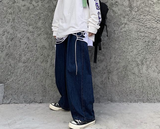 Aidase 2022 Fashion Individuality Japanese-style Jean Men Loose Stripe Denim Pant Bule/Black Man and Women Hip hop Streetwear Trouser aidase-shop