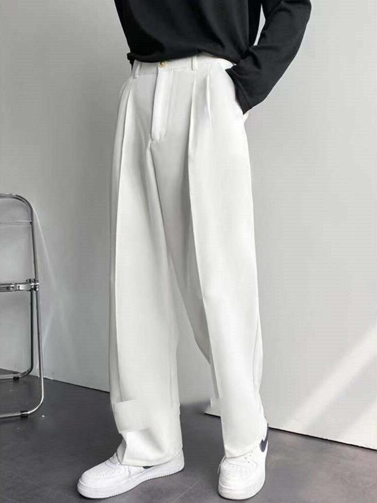 New Casual Trousers Loose Hong Kong Style Pendant Suit Pants Trend Autumn Summer Unisex Straight Wide-leg Pants aidase-shop