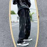 Hip Hop Funny Printed Men Jeans Streetwear Man Straight Trousers  Male Casual Denim Long Pants 5XL