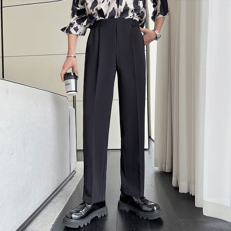Spring New Black Khaki White Pants Men Fashion Casual Straight Pants Men Korean Loose Suit Pants Mens Formal Trousers S-2XL aidase-shop