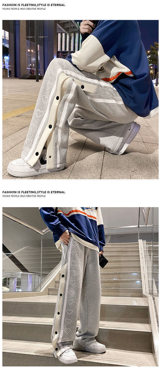 Aidase Harajuku Wide leg Oversize Pants Men Streetwear Clothes Side Split Skateboard Pants Loose Casual Trousers aidase-shop