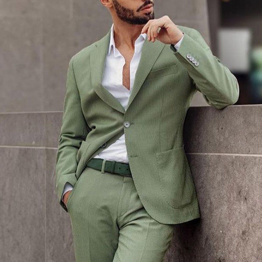 Aidase OL Single-Breasted Button Plain Men's Dress Suit Casual Solid Color Classic Print Blazer And Pants OL Office Male Suit Men's Set aidase-shop