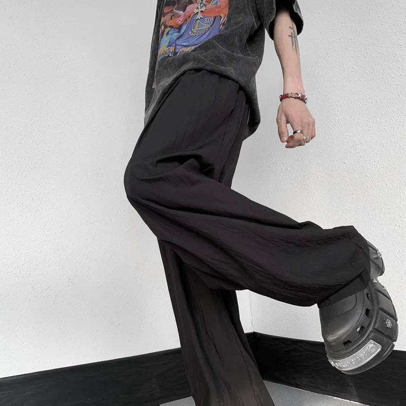 Summer New Japanese Style Baggy Slim Pants Mens Tall Light Thin  Ice Silk Casual Pant Male Harajuku Trend Trousers aidase-shop