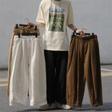 Summer Cotton Casual Pants Men Fashion Oversized Wide Leg Pants Men Japanese Streetwear Loose Straight Pants Mens Trousers M-3XL