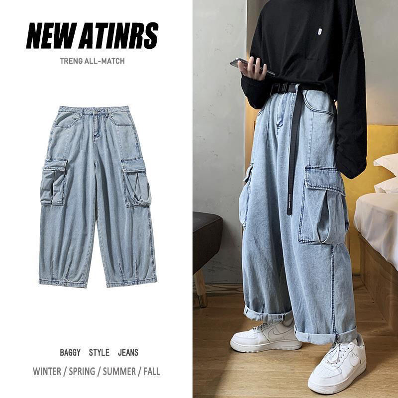 Baggy Jeans Trousers Male Denim Pants Black Wide Leg Pants Men's Jeans Loose Casual Korean Streetwear Hip Hop Harajuku aidase-shop