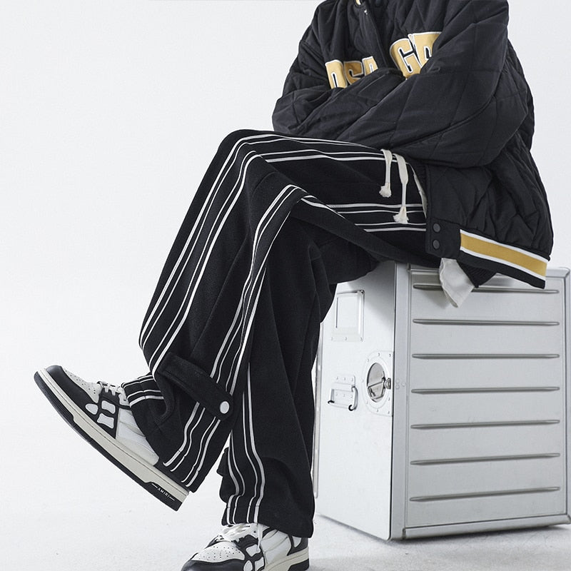New Men Pants Striped Design Fashion Hip Hop Streetwear Casual Harajuku Joggers aidase-shop