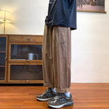 Joggers Cargo Pants for Men Casual Hip Hop Wide Leg Elastic High Waist Loose Straight Harem Trousers Oversized Black Cargo Pants aidase-shop