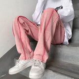 White Black Pink Jeans Men Fashion Casual Baggy Straight Jeans Men Streetwear Loose Hip Hop Denim Pants Mens Trousers M-2XL aidase-shop