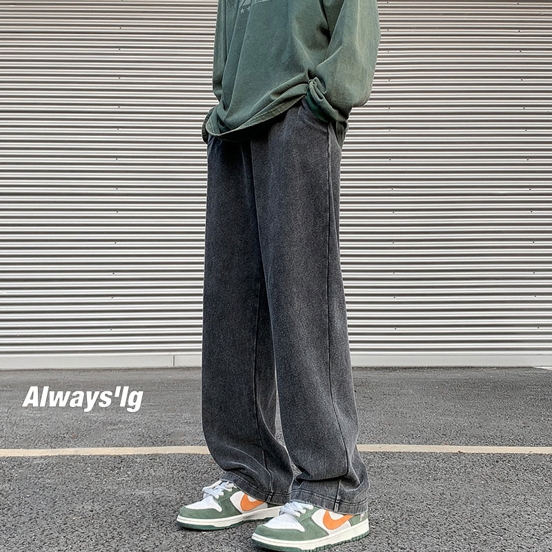Spring Distressed Men Sweatpants Washed Loose Fashion Large Size Male Trousers Streetwear Y2K Hip Hop Man Casual Pants aidase-shop