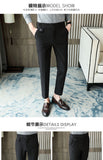 Aidase   2022 Brand Clothing Men Spring Stylecasual Nine Cent Trousers/Male Slim Fit High-Grade Pure Cotton Stripe Suit Pants Black Beige aidase-shop