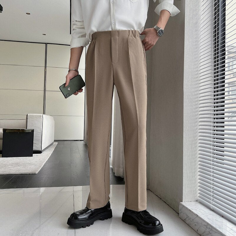 Spring New Black Khaki White Pants Men Fashion Casual Straight Pants Men Korean Loose Suit Pants Mens Formal Trousers S-2XL aidase-shop