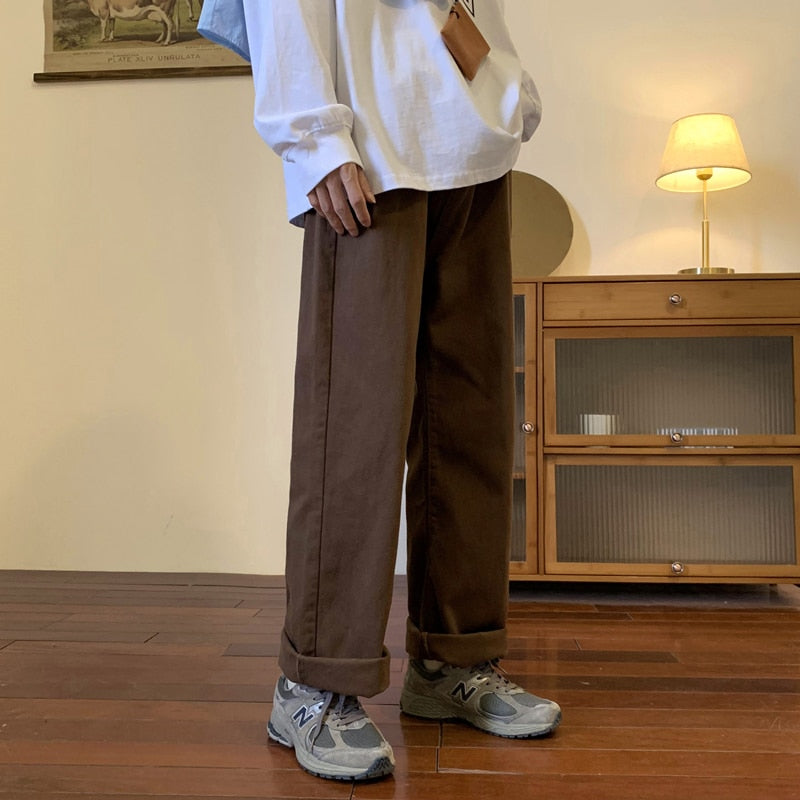 Aidase  Vintage Coffee Straight Jeans Men Loose Denim Trousers Neutral Jean Pants Streetwear Casual Wide Leg Jeans Man Women Baggy Denim aidase-shop