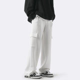 Grey White Cargo Pants Men Fashion Pocket Casual Pants Men Japanese Streetwear Loose Straight Pants Mens Joggers Trousers M-2XL aidase-shop