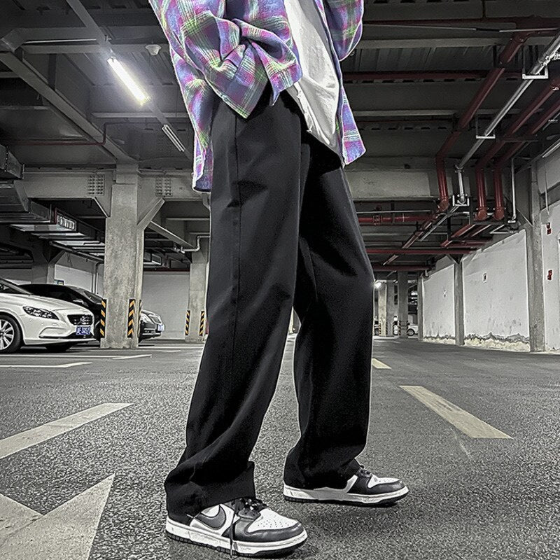 Aidase Khaki Solid Men Casual Pants Loose Vintage Wide Leg High Waist Trousers Fashion Harajuku Streetwear Hip Hop Male Clothing aidase-shop