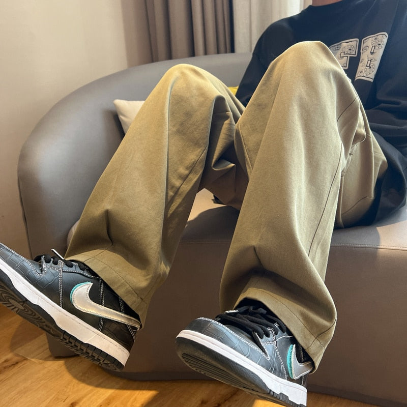 M-5XL Cargo Pants Men Fashion 3 Colors Casual Wide Leg Pants Men Streetwear Loose Hip Hop Pocket Straight Pants Mens Trousers aidase-shop