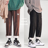 High Street Corduroy Thicken Men's Pants Fashion Design Brand Loose Straight Male Casual Warm Trousers Streetwear Pants aidase-shop