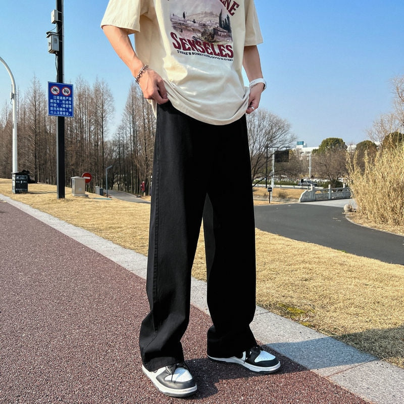 Spring Cotton Casual Pants Men Fashion Multicolor Wide Leg Pants Men Streetwear Loose Hip Hop Straight Pants Mens Trousers M-2XL aidase-shop