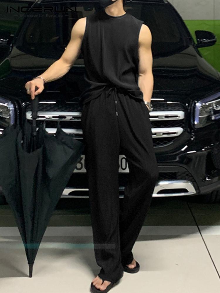 Aidase Men Casual Sets Streetwear Solid Color O-neck Sleeveless Tank Tops & Pants Two Pieces Sets 2022 Summer Men Suits S-5XL 7 aidase-shop