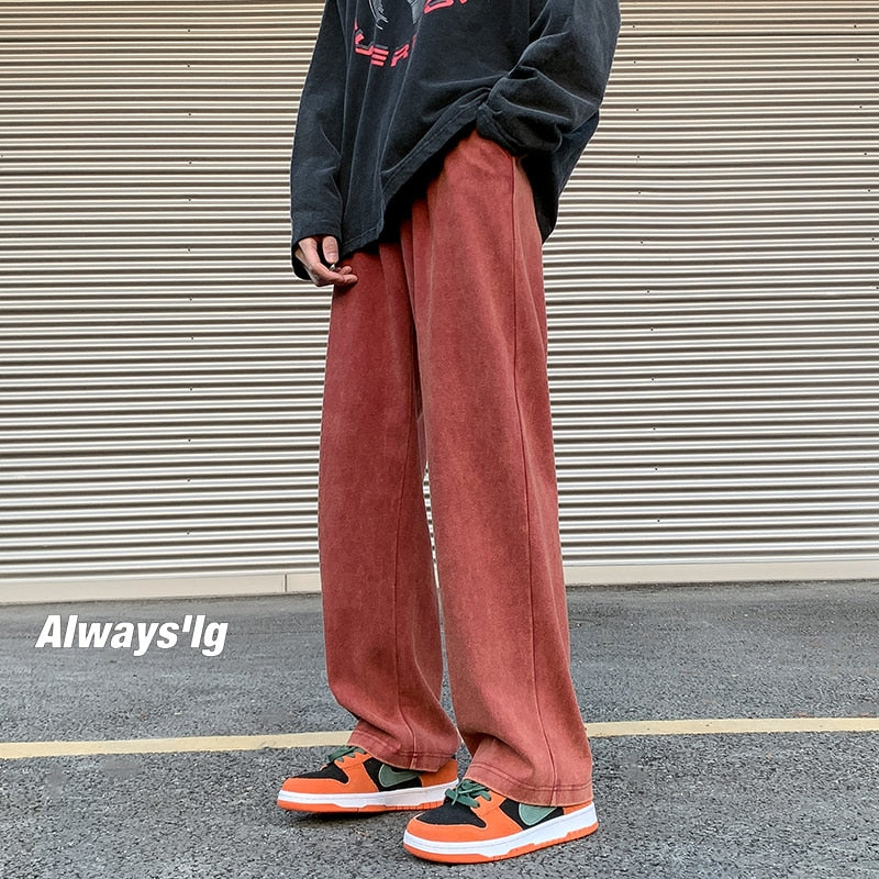 Spring Distressed Men Sweatpants Washed Loose Fashion Large Size Male Trousers Streetwear Y2K Hip Hop Man Casual Pants aidase-shop