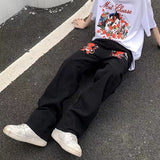 Y2K Hip-hop Demon Print Oversized Jeans Pants Men New Fashion Casual Harajuku Gothic Loose Straight Stacked Trousers Streetwear aidase-shop