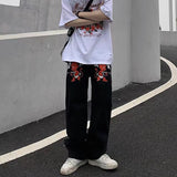Y2K Hip-hop Demon Print Oversized Jeans Pants Men New Fashion Casual Harajuku Gothic Loose Straight Stacked Trousers Streetwear aidase-shop
