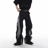 Zipper Split Men's Casual Pants Spliced Male High Street Stitching Color Trousers Retro Korean Chic  Spring New