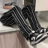 Fashion Mens Stripe Pants Japanese Retro Casual Streetwear Drawstring Wild Harem Sweatpants aidase-shop