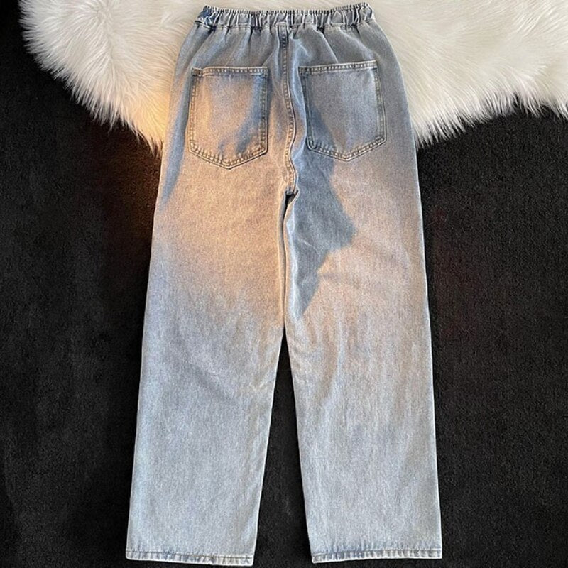 Summer hip hop Jeans Men's Straight Loose High Street trousers Versatile Casual Drop Feel simple Wide Leg denim Pants aidase-shop
