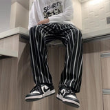 Fashion Mens Stripe Pants Japanese Retro Casual Streetwear Drawstring Wild Harem Sweatpants aidase-shop