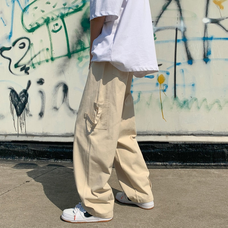 M-5XL Cargo Pants Men Fashion 3 Colors Casual Wide Leg Pants Men Streetwear Loose Hip Hop Pocket Straight Pants Mens Trousers aidase-shop