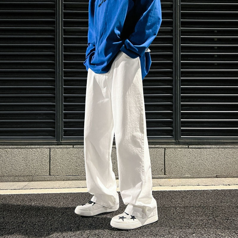 Spring Cotton Casual Pants Men Fashion Multicolor Wide Leg Pants Men Streetwear Loose Hip Hop Straight Pants Mens Trousers M-2XL aidase-shop