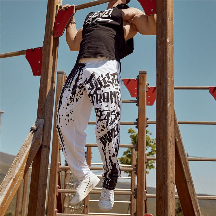 Muscle Men Sports Mesh Pants Male Thin Casual Running Training Loose Oversized Trousers Hip-Hop Printed Sportpants aidase-shop