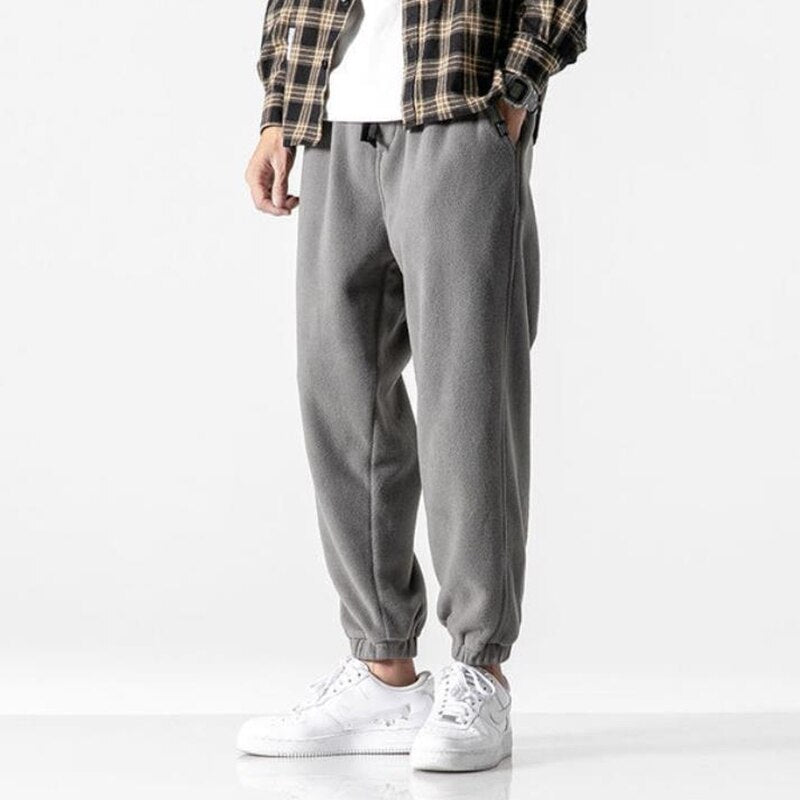 Aidase Winter Harlan Pants Men Fleece Thicken Casual Loose Solid Color Drawstring Korean Men Sweatpants 2021 Fashion Hip Hop Streetwear aidase-shop