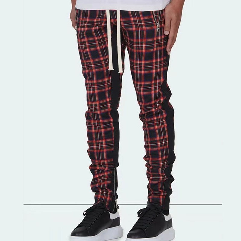 Scottish Style Plaid Sweatpants Men Street Fashion Trousers Casual Sports Joggers Pants aidase-shop