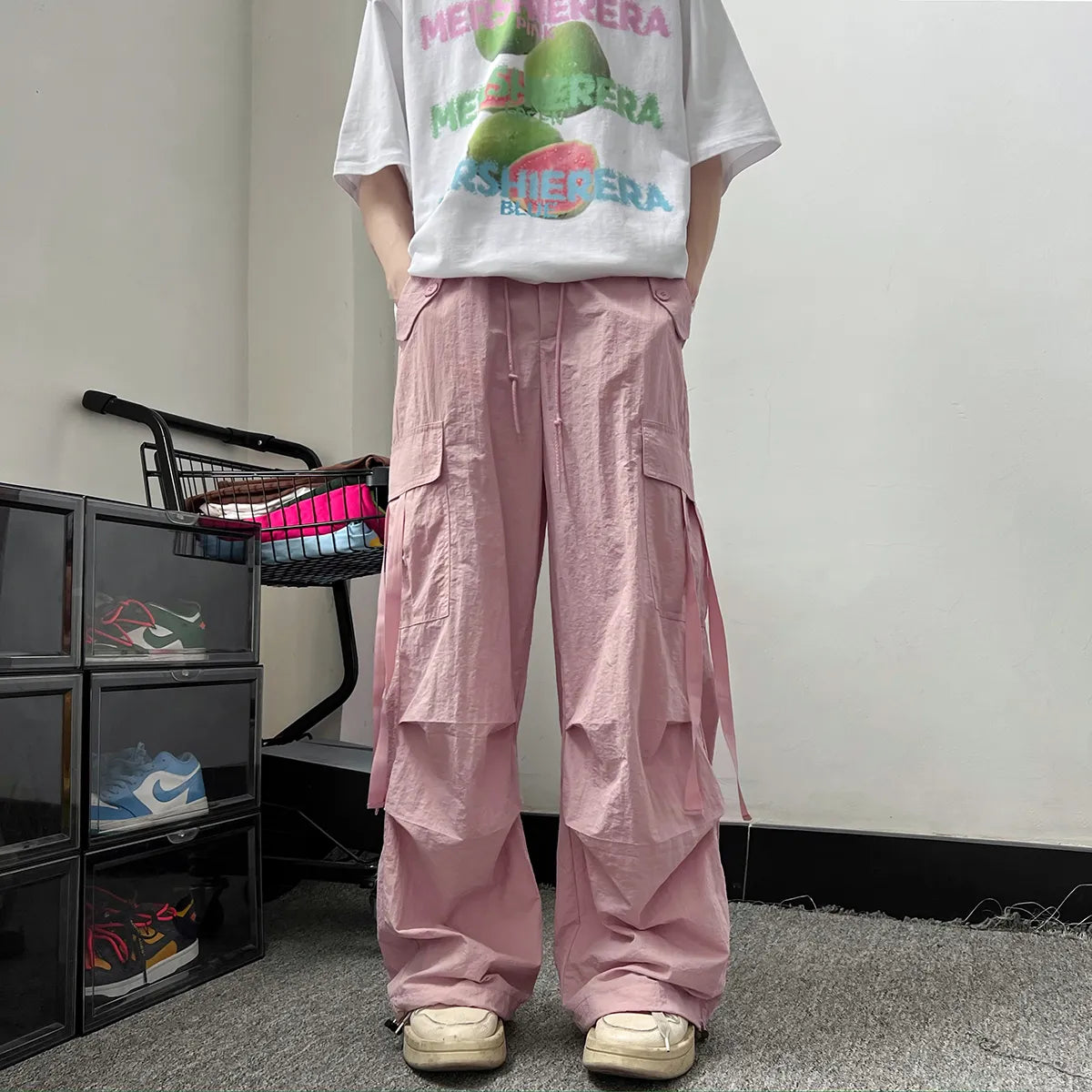 American Style Casual Cargo Pants Men Multi Pocket Loose Quick Drying Waterproof Trousers Male Streetwear Parachute Pants aidase-shop