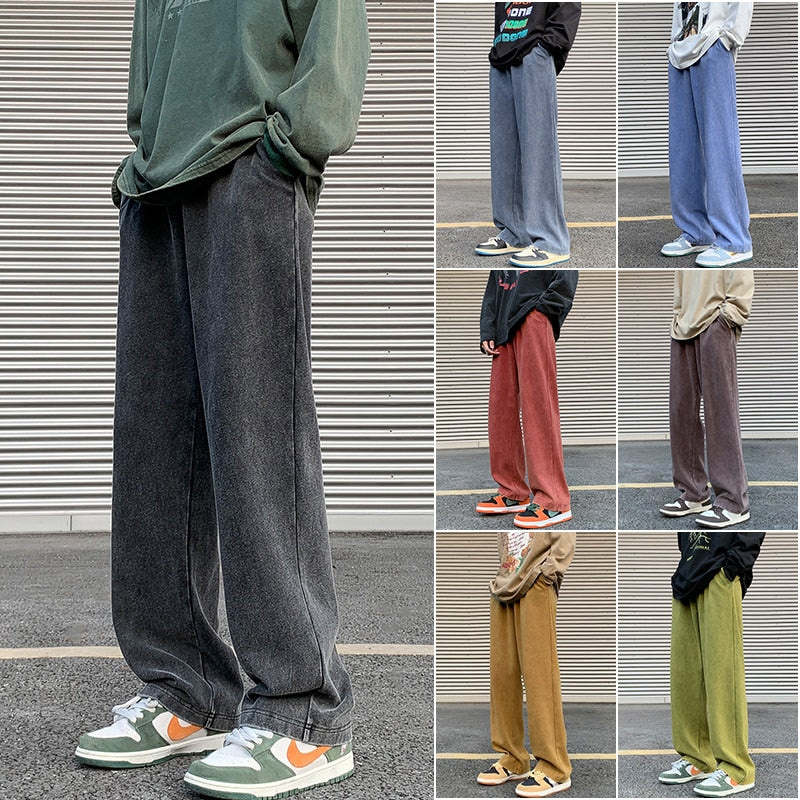 Spring Distressed Men Sweatpants Washed Loose Fashion Large Size Male Trousers Streetwear Y2K Hip Hop Man Casual Pants aidase-shop