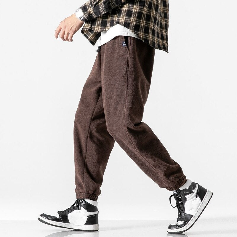 Aidase Winter Harlan Pants Men Fleece Thicken Casual Loose Solid Color Drawstring Korean Men Sweatpants 2021 Fashion Hip Hop Streetwear aidase-shop