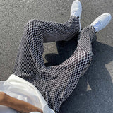S-5XL Pleated Pants Men Fashion Casual Plaid Pants Men Streetwear Korean Loose Straight Ice Silk Pants Mens Plus Size Trousers aidase-shop