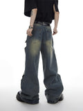 Wide Leg Jeans Pants Men Streetwear Baggy Distressed Denim Trousers Male Oversize Hollow Out Casual Korean Hip Hop aidase-shop