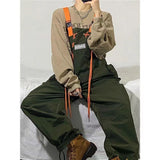 2022 Men's Fashion Retro Army Green Work Suspenders American Streetwear Casual Pants Loose Fashion Trousers Romper Jumpsuit aidase-shop
