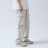 Black/Beige Cargo Pants Men Fashion Pocket Casual Pants Mens Japanese Streetwear Loose Hip Hop Straight Pants Mens Trousers