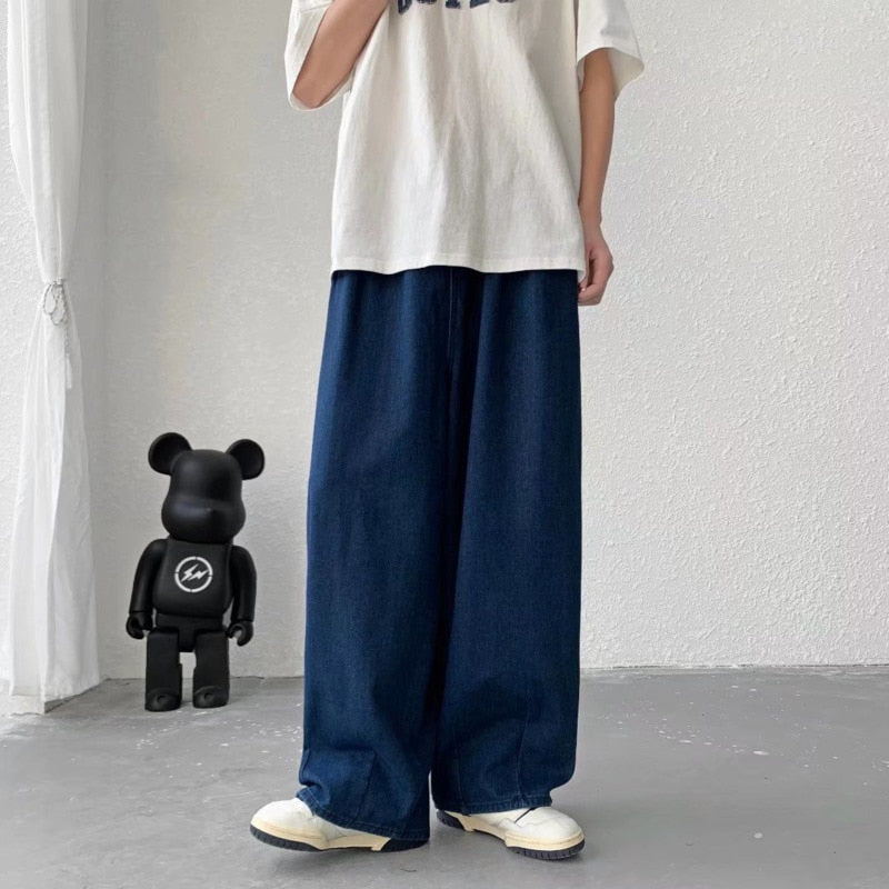 Oversized Jeans Men Fashion Blue Casual Wide Leg Jeans Men Streetwear Loose Hip Hop Straight Denim Pants Mens Trousers M-3XL aidase-shop