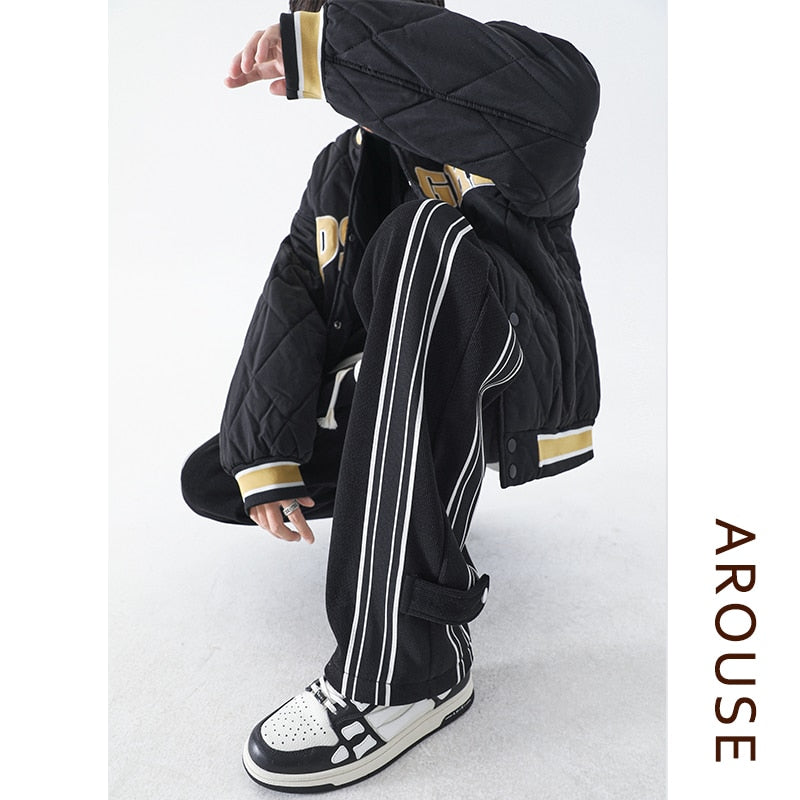 New Men Pants Striped Design Fashion Hip Hop Streetwear Casual Harajuku Joggers aidase-shop