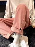 Corduroy Trend Wide Leg Pants Men 2023 Autumn Winter New Preppy Patch Design Korean Casual Sports Pants Loose Straight Trousers aidase-shop
