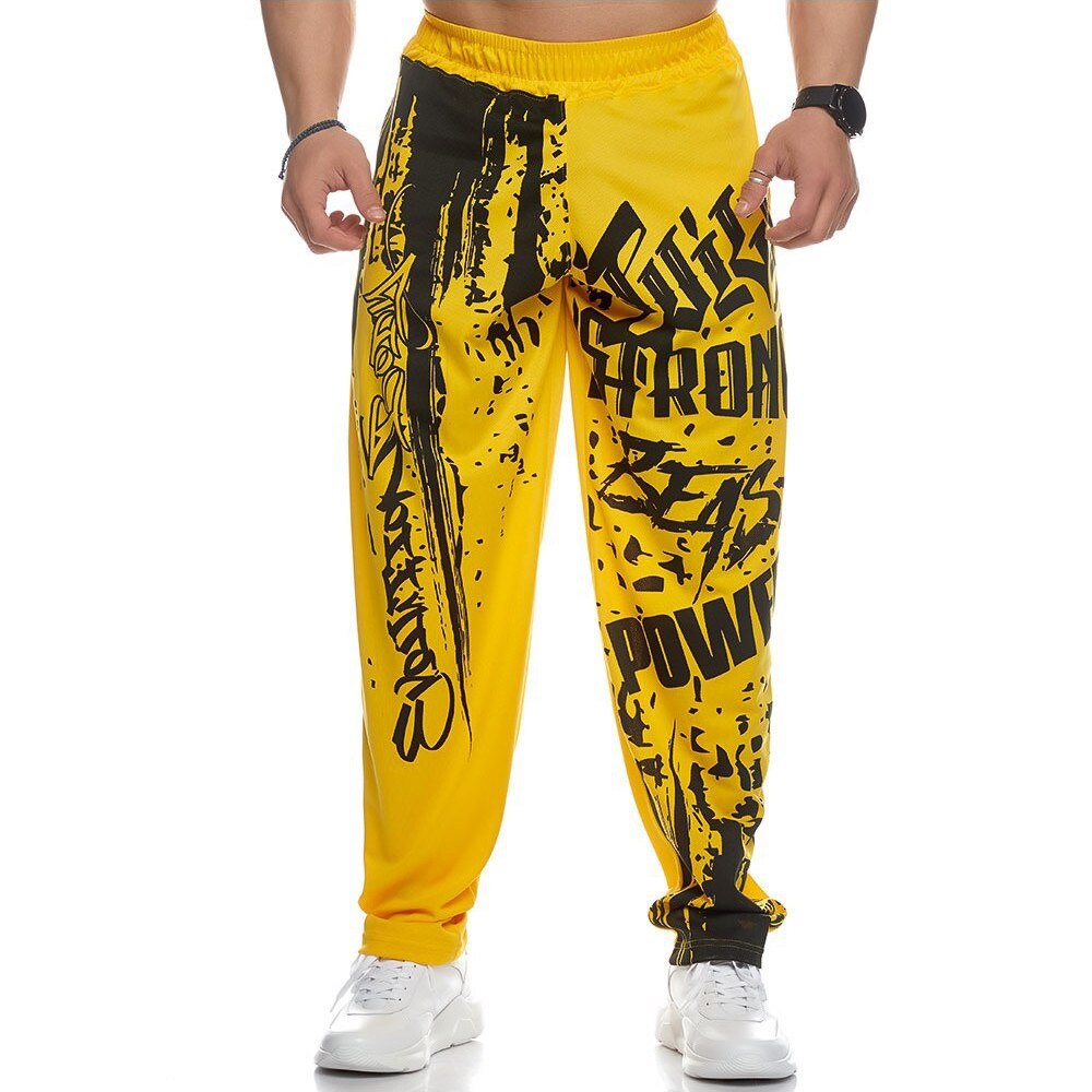 Muscle Men Sports Mesh Pants Male Thin Casual Running Training Loose Oversized Trousers Hip-Hop Printed Sportpants aidase-shop
