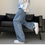 Blue White Black Baggy Jeans Men Fashion Casual Wide Leg Jeans Men Streetwear Loose Hip Hop Straight Denim Pants Mens Trousers aidase-shop